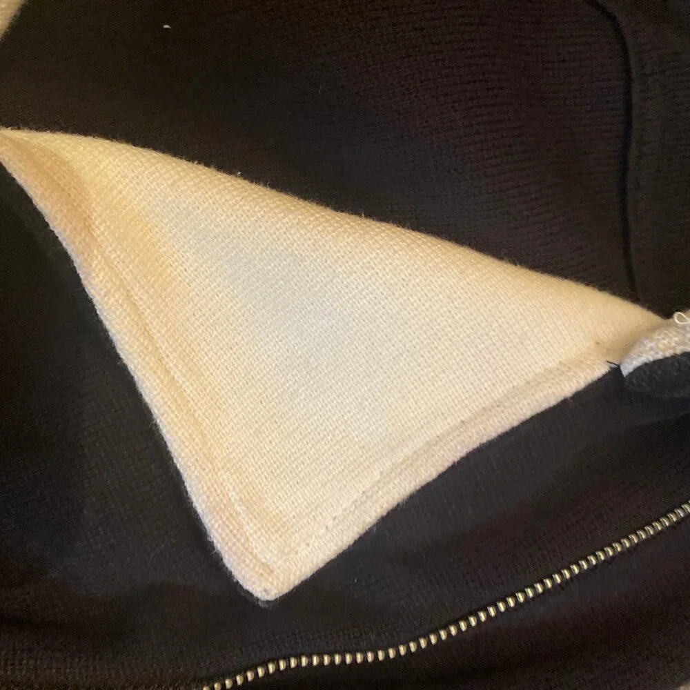 Lauren Ralph Lauren Black & White Sweater Jacket Off Set Zipper Detail Size MP - Picture 9 of 10